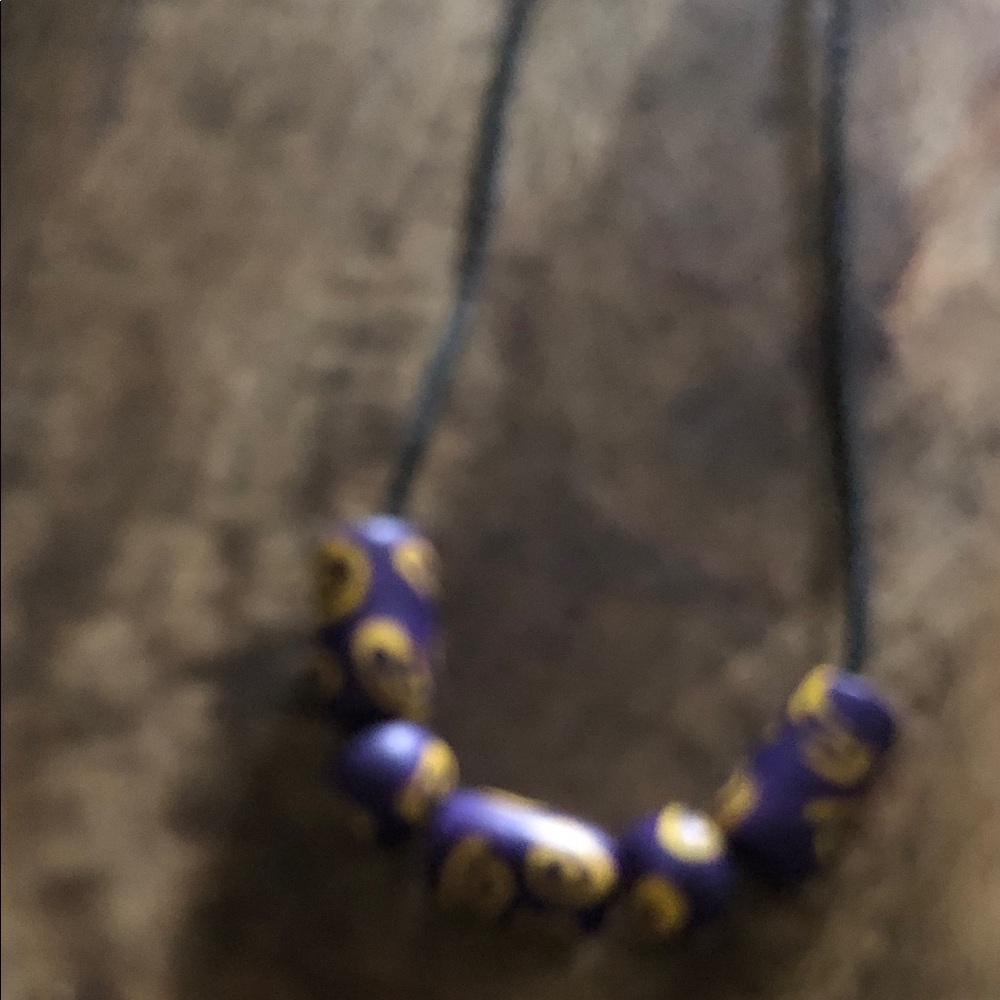 Purple and Gold Beaded Necklace